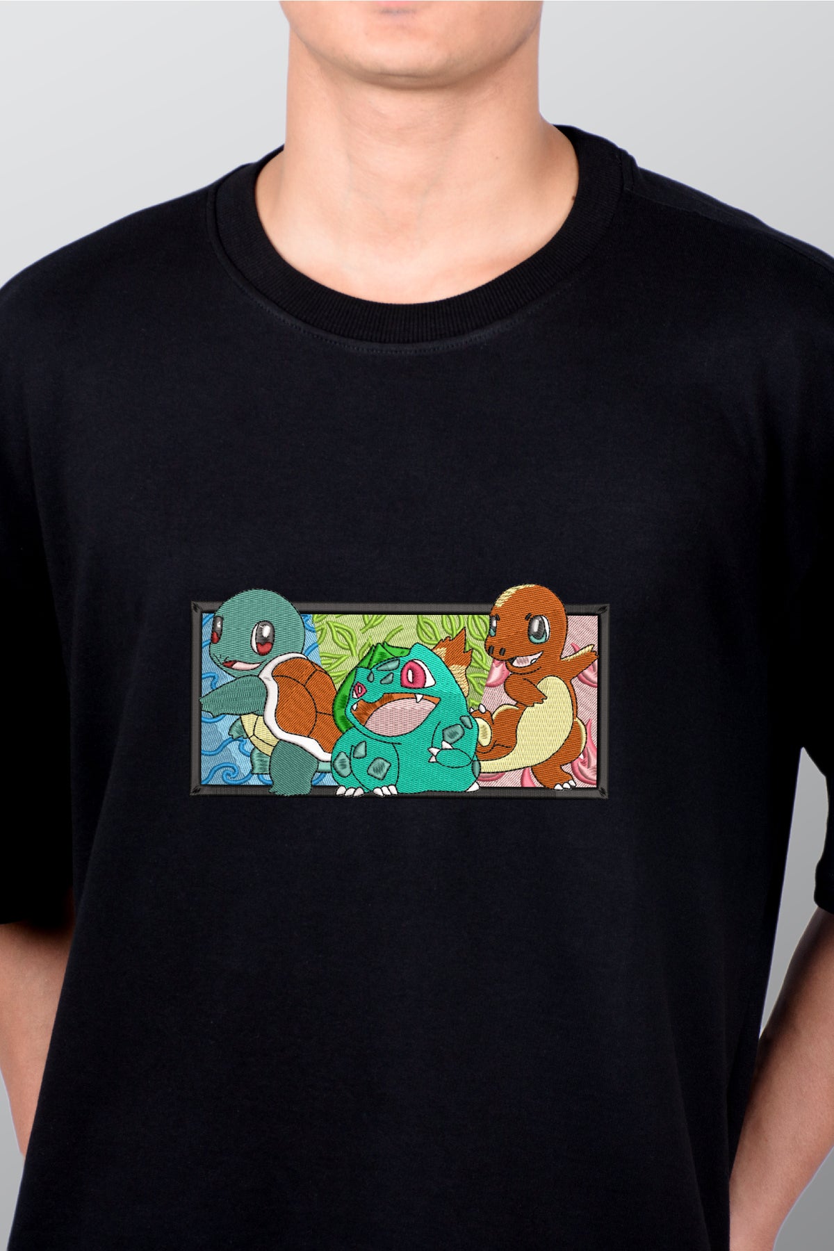 Balbasaur Charmendar Squirtel Embroidered T-shirt